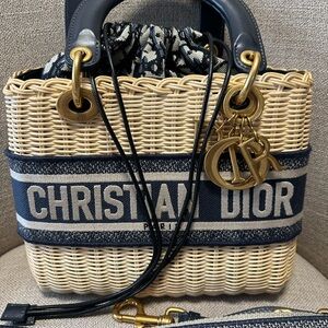 Lady Dior Woven Oblique Jacquard Top Handle Bag